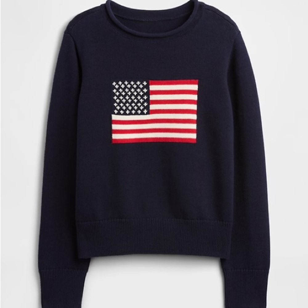 NWT - Small - Gap Kids - Navy American Flag Rollneck Relaxed Sweater